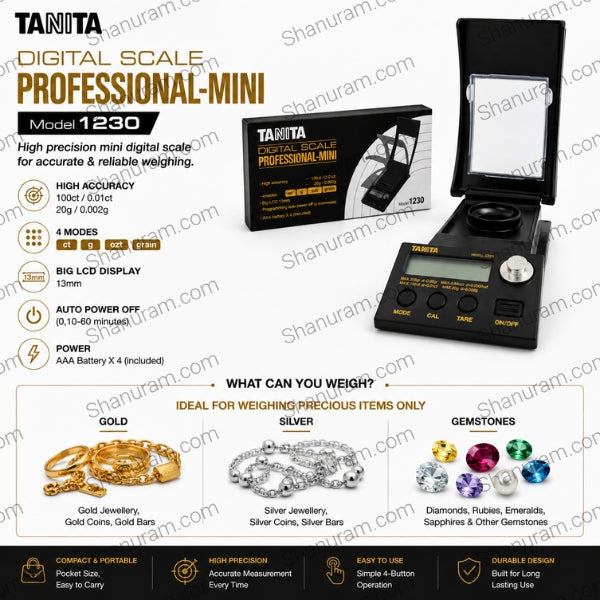 TANITA Professional-Mini Digital Scale Model 1230 – Precision Jewellery Weighing Scale
