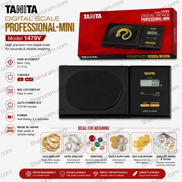 TANITA Professional-Mini Digital Scale Model 1479V – 120g Precision Jewellery Scale