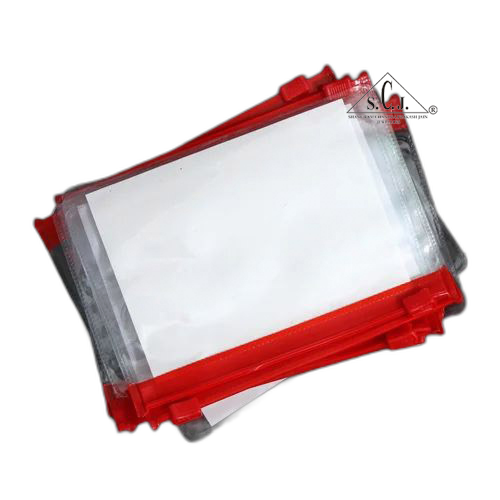 Transparent Red Zipper Pouch 100 piece/pack, 5 x 3.25 inch