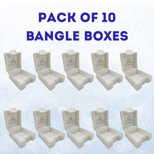 SCJ Bangle Box – Pack of 10 Off White Plastic Jewellery Boxes with White Cloth Lining