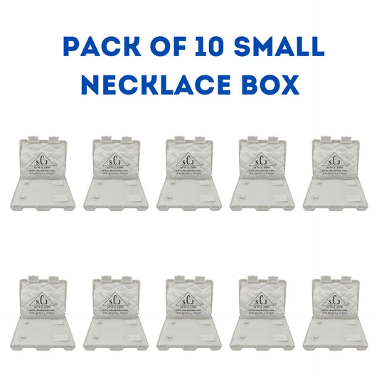 SCJ Small Necklace Box – Off-White Plastic Jewelry Box with White Cloth Lining (Pack of 10)