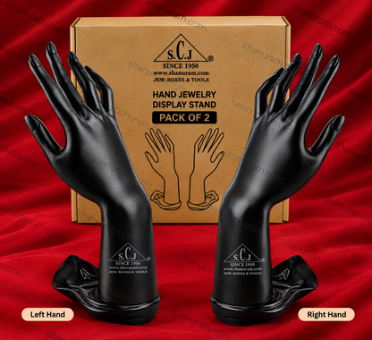 SCJ Hand Finger Jewellery Display Stand Holder for Rings, Bracelets & Chains – Black | Pack of 2 (Left & Right Hand)