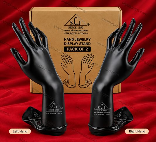 SCJ Hand Finger Jewellery Display Stand Holder for Rings, Bracelets & Chains – Black | Pack of 2 (Left & Right Hand)