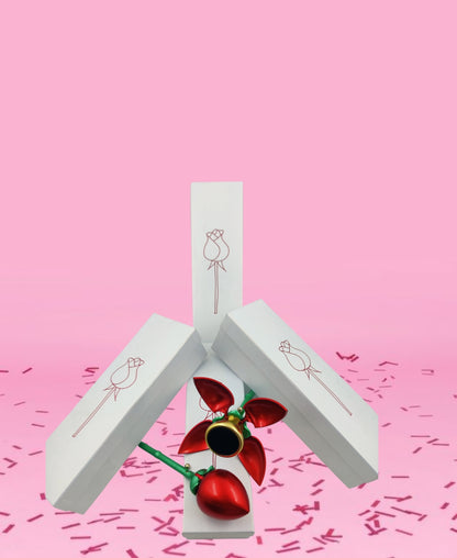 SCJ Red Rose Flower Ring Box, Wedding Ring Box, Engagement Ring Box, Flower Ring Box For Proposal Ceremony, Wedding or Special Occasions (Red)