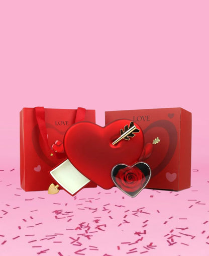 SCJ Valentine's Day Creative Heart-piercing Rose Jewelry Box | Real Preserved Eternal Rose Drawer Jewelry Box