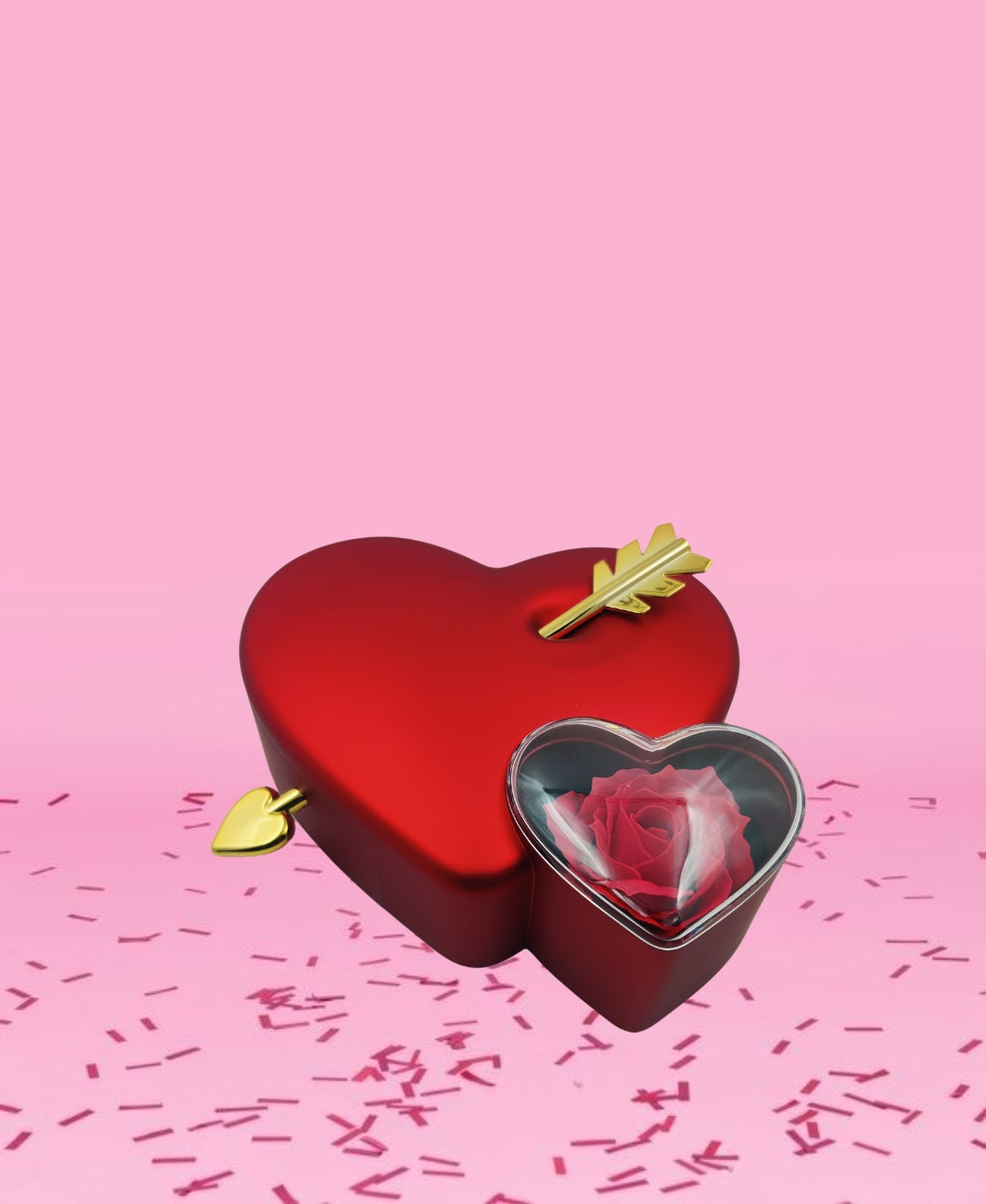 SCJ Valentine's Day Creative Heart-piercing Rose Jewelry Box | Real Preserved Eternal Rose Drawer Jewelry Box