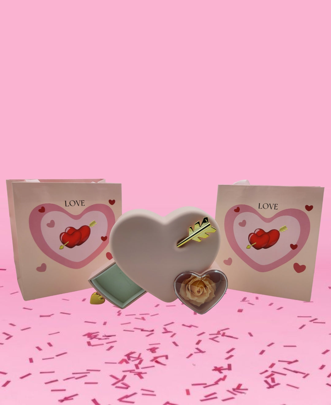 SCJ Valentine's Day Creative Heart-piercing Rose Jewelry Box | Real Preserved Eternal Rose Drawer Jewelry Box