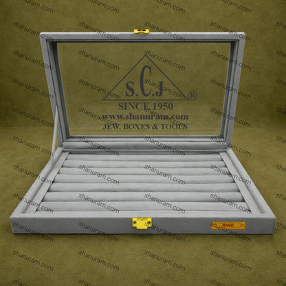 Grey Suede Fabric Ring Stock Display Box | Jewellery Stock Display Box | Ring Display Box