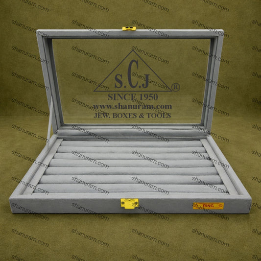 Grey Suede Fabric Ring Stock Display Box | Jewellery Stock Display Box | Ring Display Box