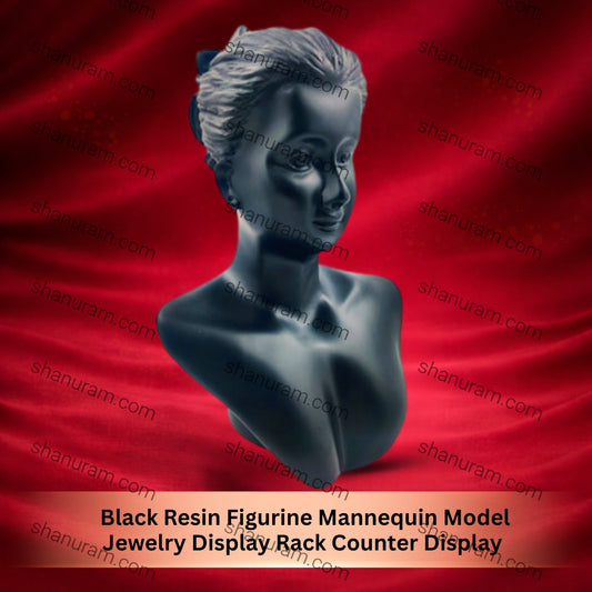 Black Resin Figurine Mannequin Model Jewelry Display Rack Counter Display (Black), 10"