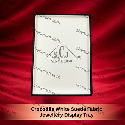 Crocodile White Suede Fabric Jewellery Display Tray