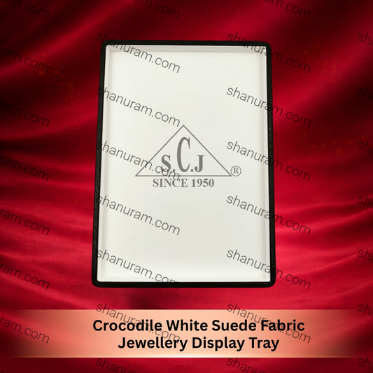 Crocodile White Suede Fabric Jewellery Display Tray