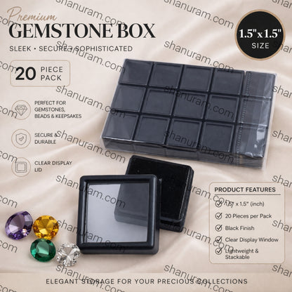 Gem Stone Box Black 20 piece/pack 1.5*1.5 (inch)