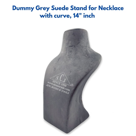 Dummy Grey Suede Stand for Necklace with curve, 14" inch