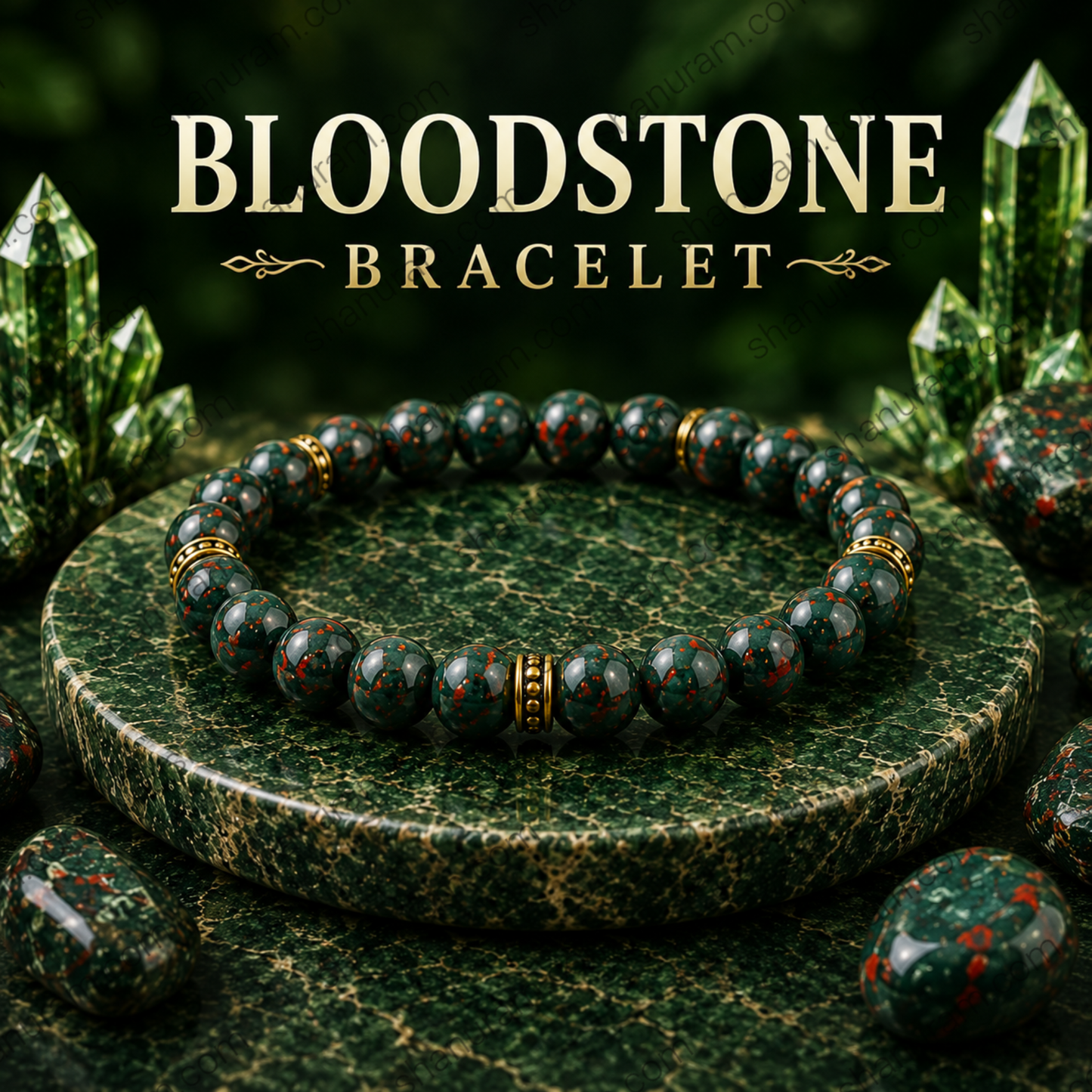 Natural Bloodstone Bracelet – Healing Gemstone Bracelet for Strength, Courage & Protection