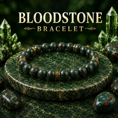 Natural Bloodstone Bracelet – Healing Gemstone Bracelet for Strength, Courage & Protection