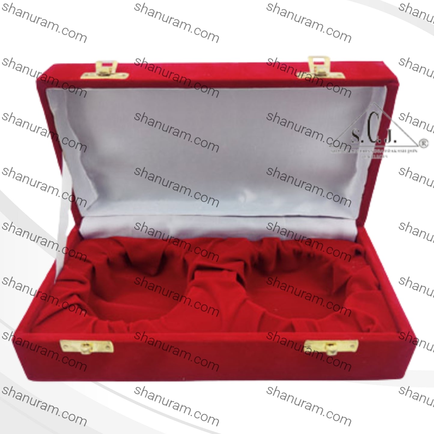 Red Velvet Double Silver Plated Bowl Box