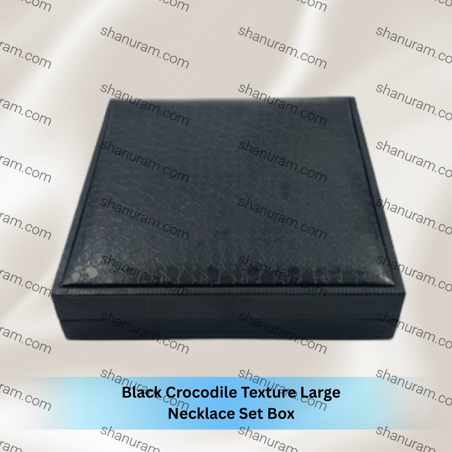 Black Crocodile Texture Large Necklace Set Box