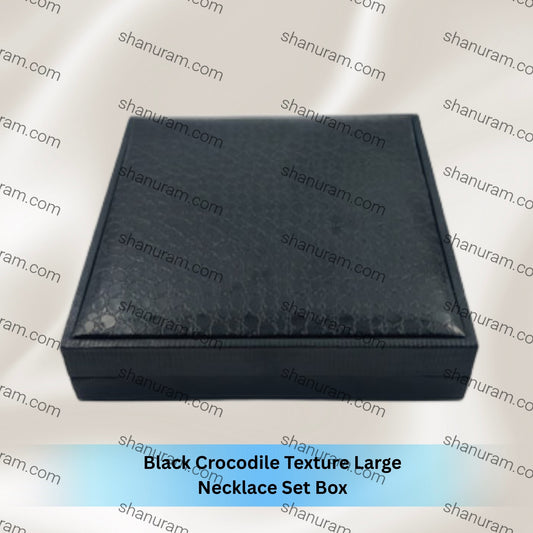Black Crocodile Texture Large Necklace Set Box