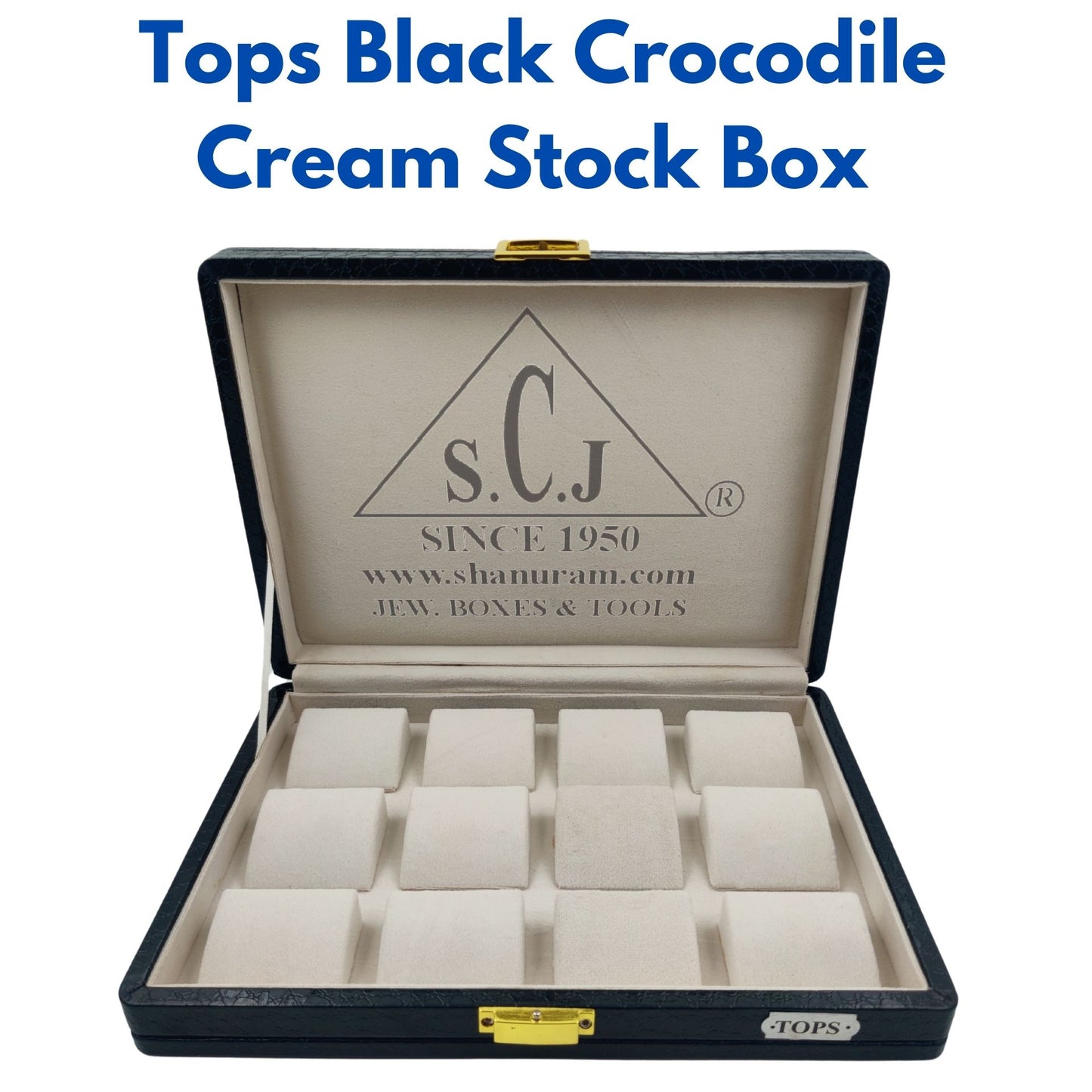 Tops \ Ear-rings Black Crocodile Cream Stock Box | Earring Stock Box | Tops Stock Box