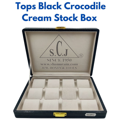 Tops \ Ear-rings Black Crocodile Cream Stock Box | Earring Stock Box | Tops Stock Box
