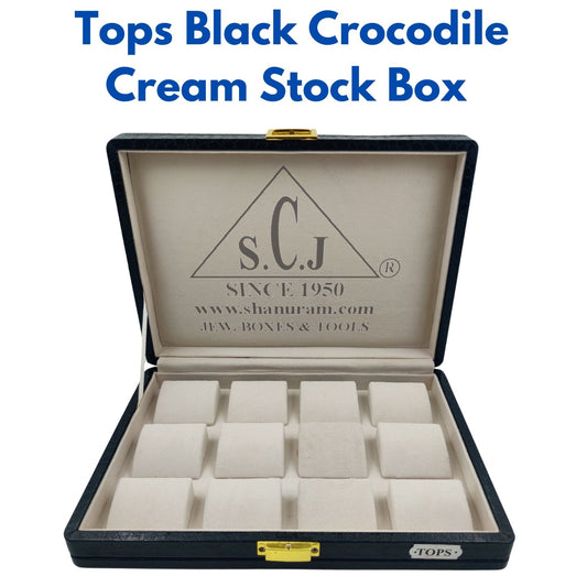 Tops \ Ear-rings Black Crocodile Cream Stock Box | Earring Stock Box | Tops Stock Box