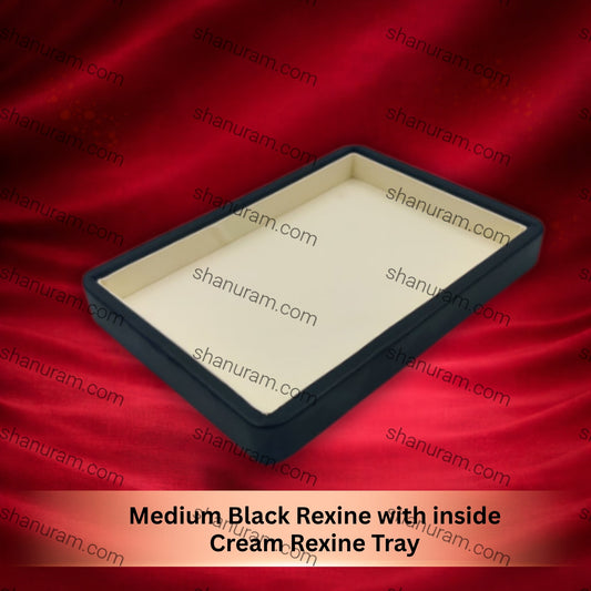 Medium Black Rexine with inside Cream Rexine Tray