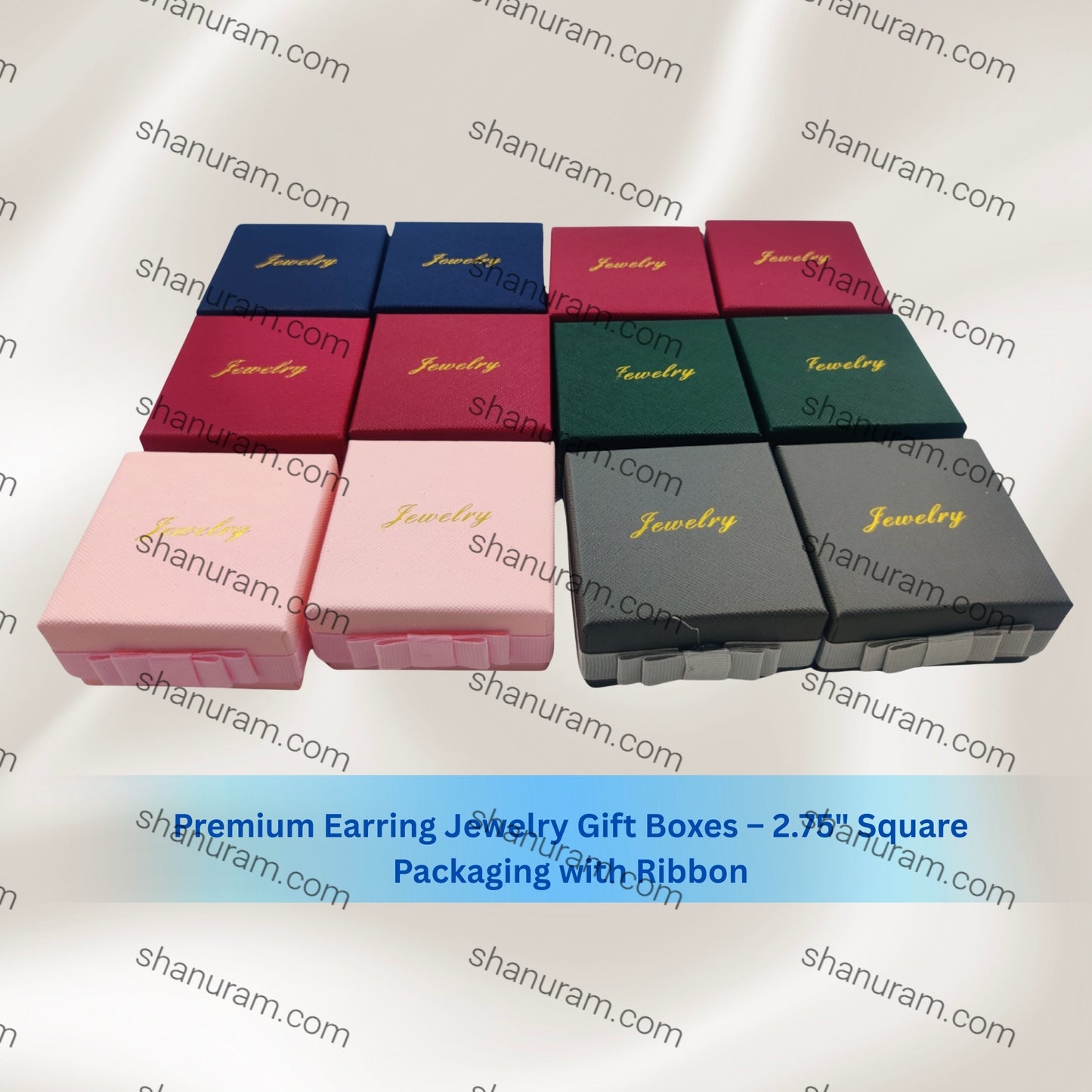 Premium Earring Jewelry Gift Boxes – 2.75" Square Packaging with Ribbon