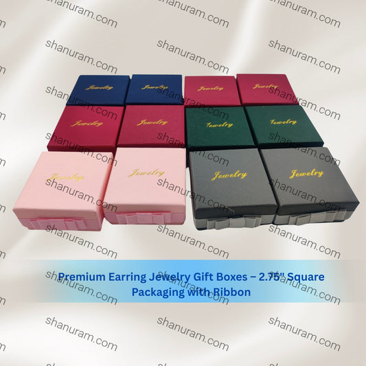 Premium Earring Jewelry Gift Boxes – 2.75" Square Packaging with Ribbon