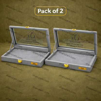 Pack of 2 – Grey Suede Chain Display Boxes | Chain Stock Display Box