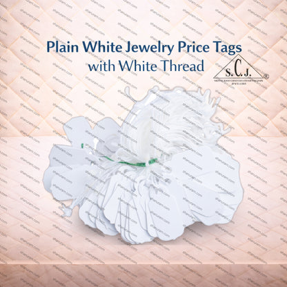 Plain White Jewelry Price Tags with White Thread (Pack of 10 Bunches | Approx. 500 Tags)
