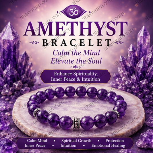Natural Amethyst Bracelet – Purple Crystal Healing Bracelet for Peace, Intuition & Spiritual Growth