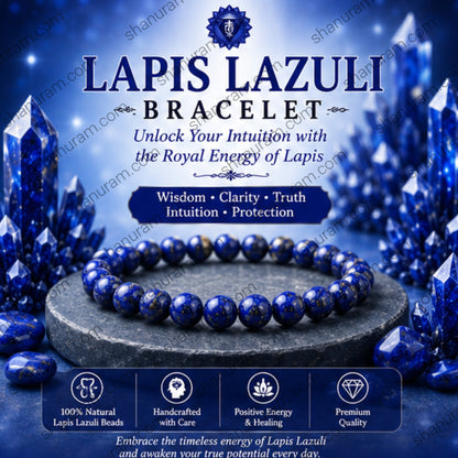 Natural Lapis Lazuli Bracelet – Wisdom, Intuition, Truth & Protection Crystal Beaded Bracelet
