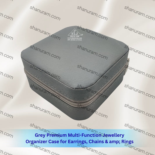 Grey Premium Multi-Function Jewellery Organizer Case for Earrings, Chains &amp; Rings