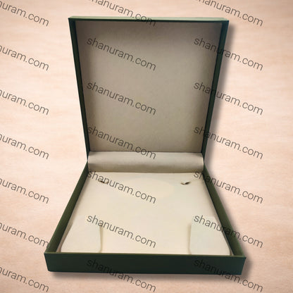 Premium Green Finish Large Necklace Jewellery Box with Cream Suede Interior