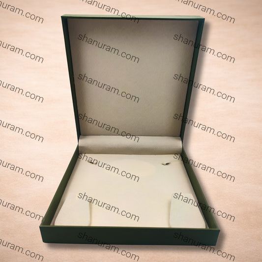 Premium Green Finish Large Necklace Jewellery Box with Cream Suede Interior