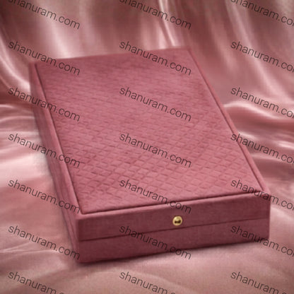 Pink Cuthley Texture Suede Fabric Rani Necklace (haar) set LED Light Box