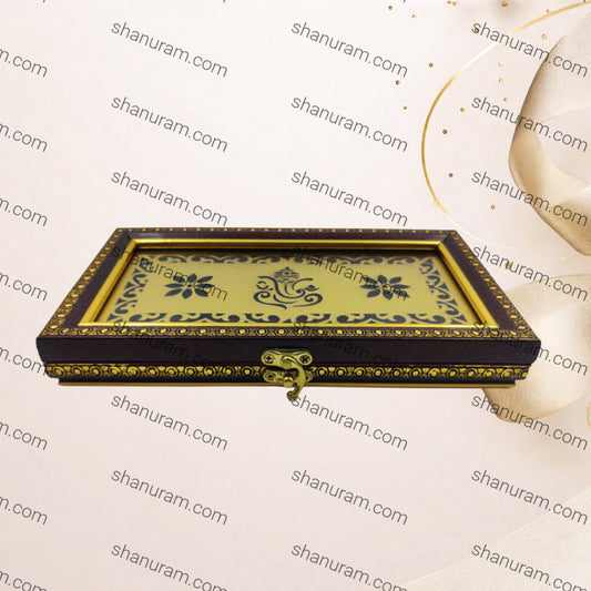 5g Red Wooden 7-Coins Rectangle Box | 5g Silver/Gold 7-Sikka Rectangle Box Holder | 5g 7-Ginni Rectangle Box