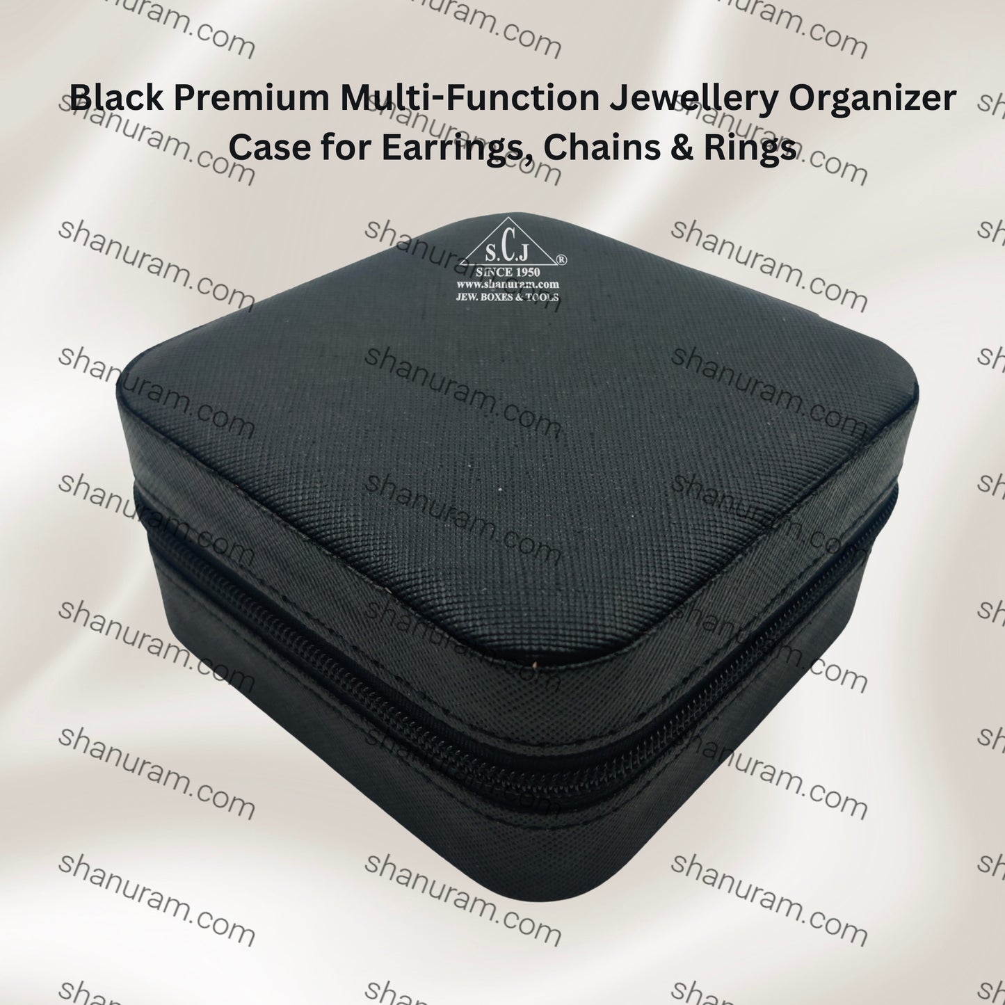 Black Premium Multi-Function Jewellery Organizer Case for Earrings, Chains & Rings