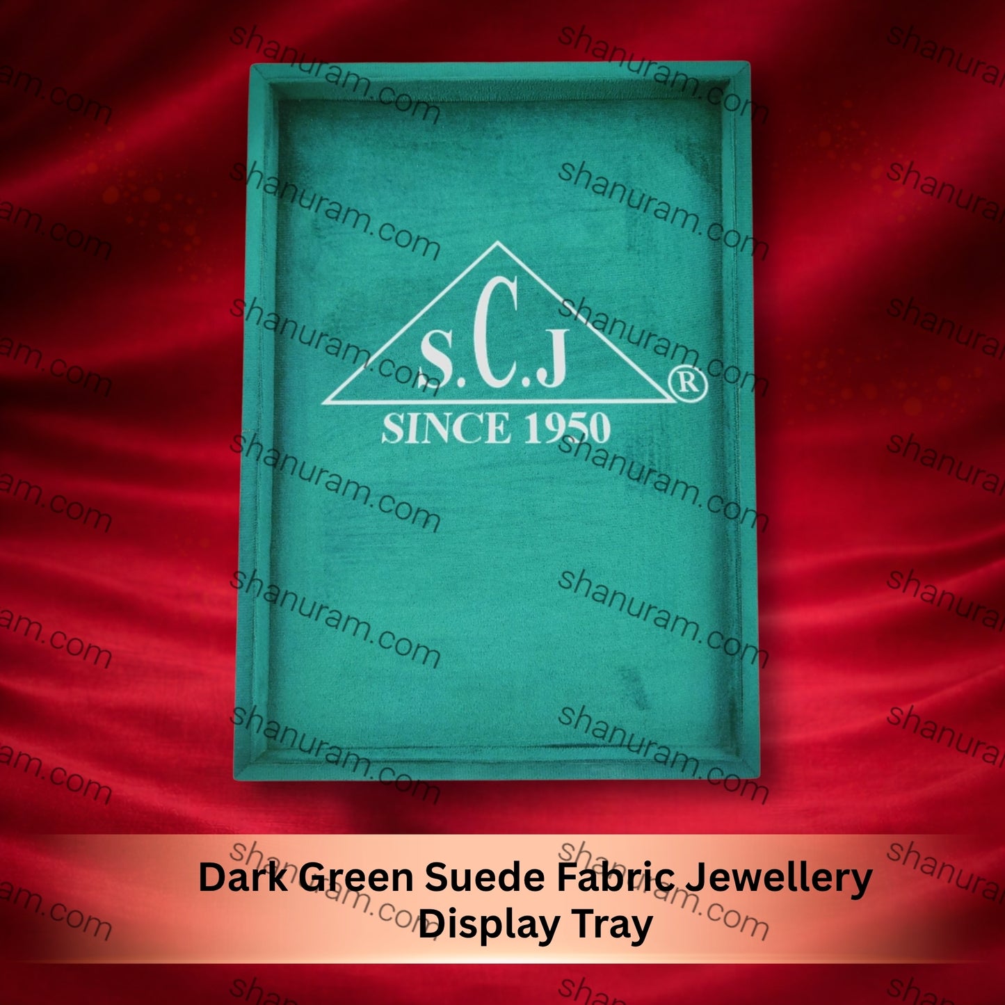 Dark Green Suede Fabric Jewellery Display Tray