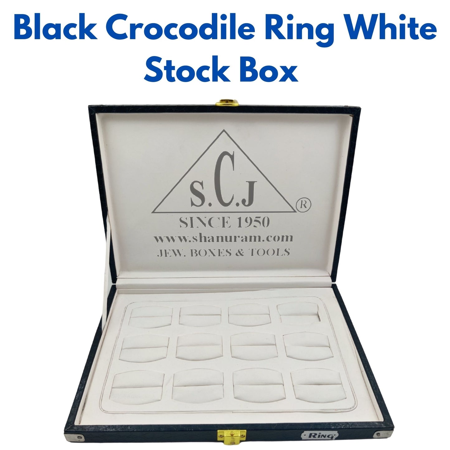 Ring Black Crocodile White Stock Box | Ring Stock Box |Ring Storage Box | Ring Jewellery Storage Box