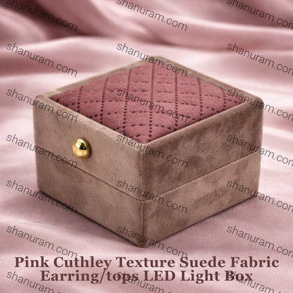 Pink Cuthley Texture Suede Fabric Earring/tops LED Light Box