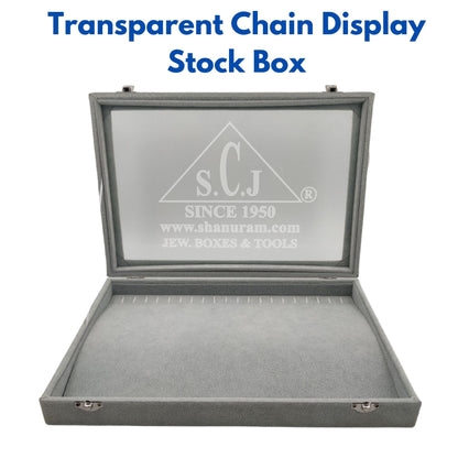 Grey Suede Chain Display Stock Box | Chain Stock Display Box
