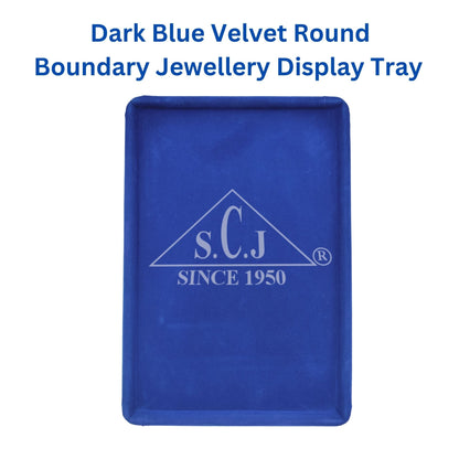 Dark Blue Velvet Round Boundary Jewellery Display Tray