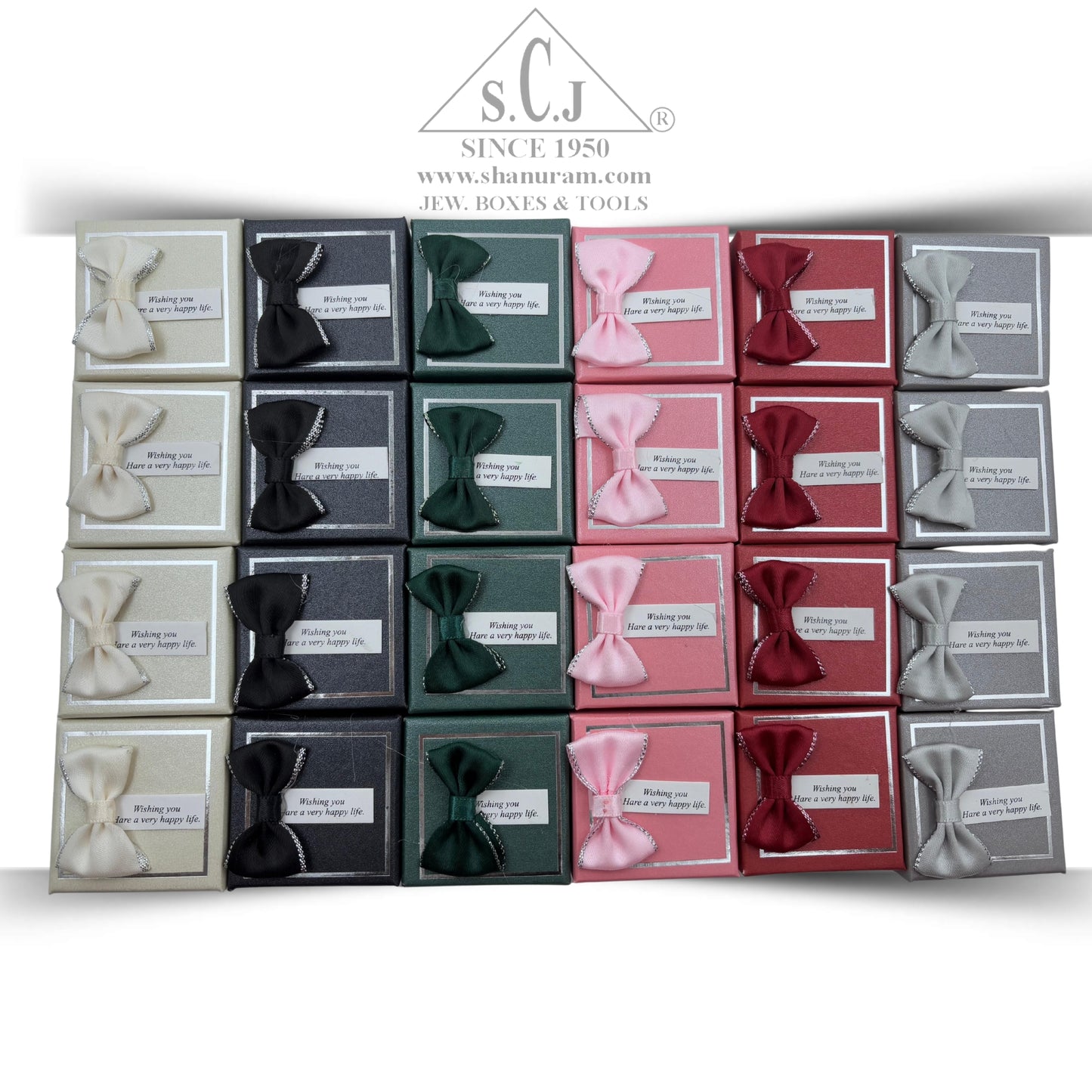 Small Cardboard Cushion Ring Jewellery Boxes – Pack of 12 | Jewellery Gift & Storage Case with Happy Life Tag