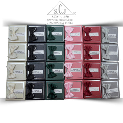 Small Cardboard Cushion Ring Jewellery Boxes – Pack of 12 | Jewellery Gift & Storage Case with Happy Life Tag