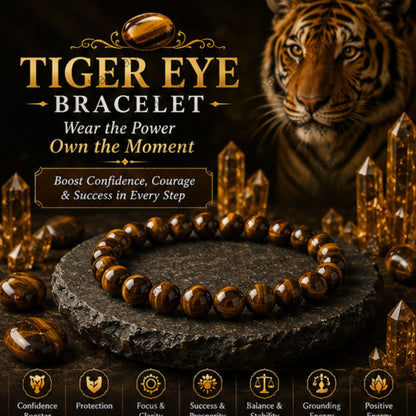 Natural Tiger Eye Bracelet – Confidence, Protection, Prosperity & Positive Energy Bracelet