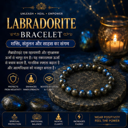 Natural Labradorite Bracelet – Protection, Intuition, Mental Clarity & Positive Energy Bracelet