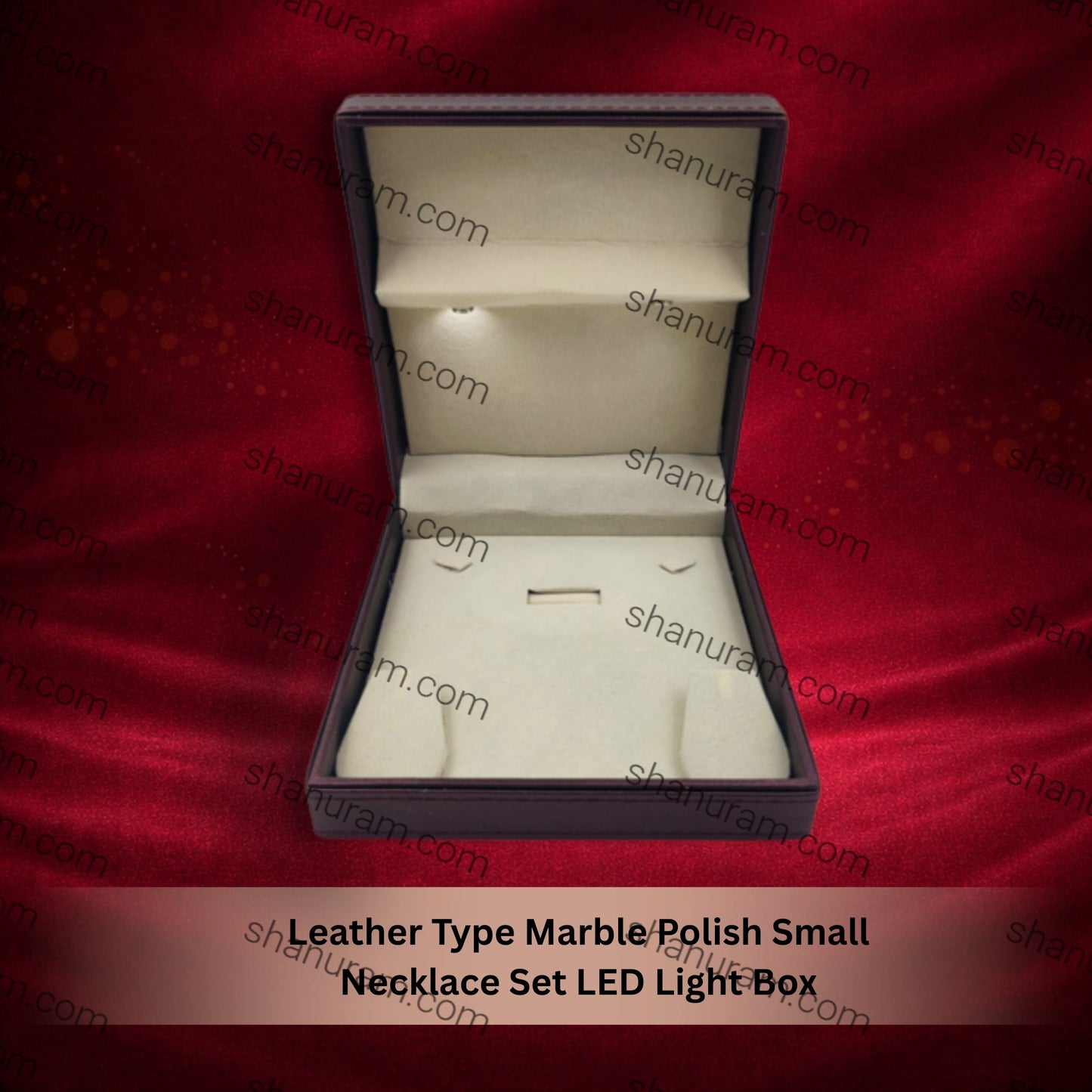 Leather Type Marble Polish Small Necklace Set LED Light Box