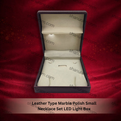 Leather Type Marble Polish Small Necklace Set LED Light Box